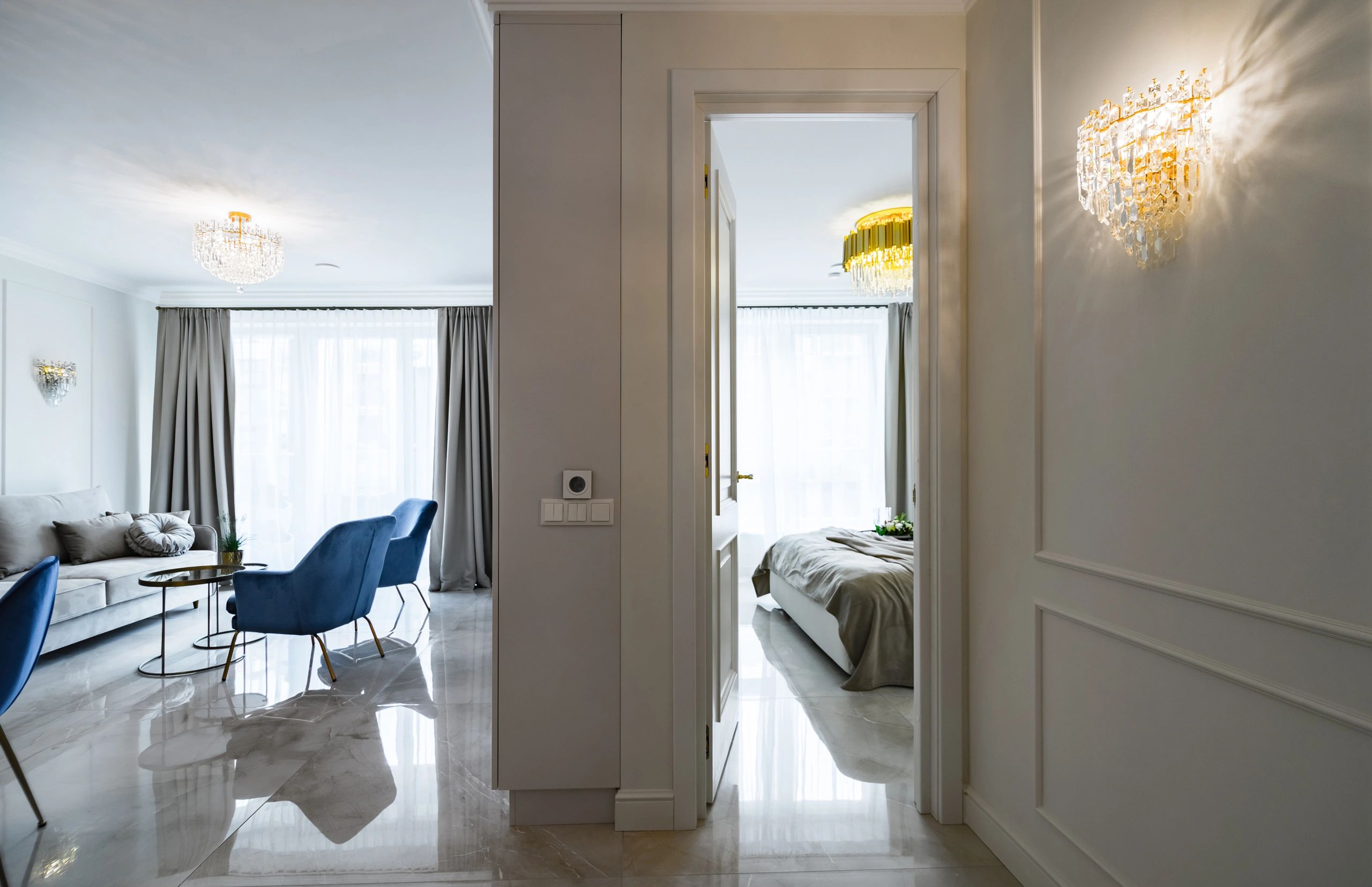 Modern apartment interior with refined wall finishes