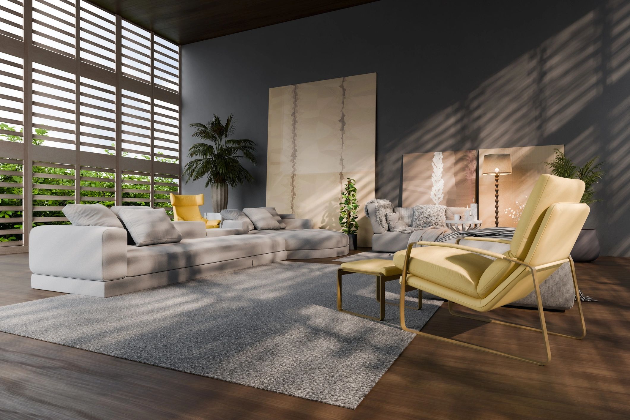 Styled interior showcasing decorative painted walls