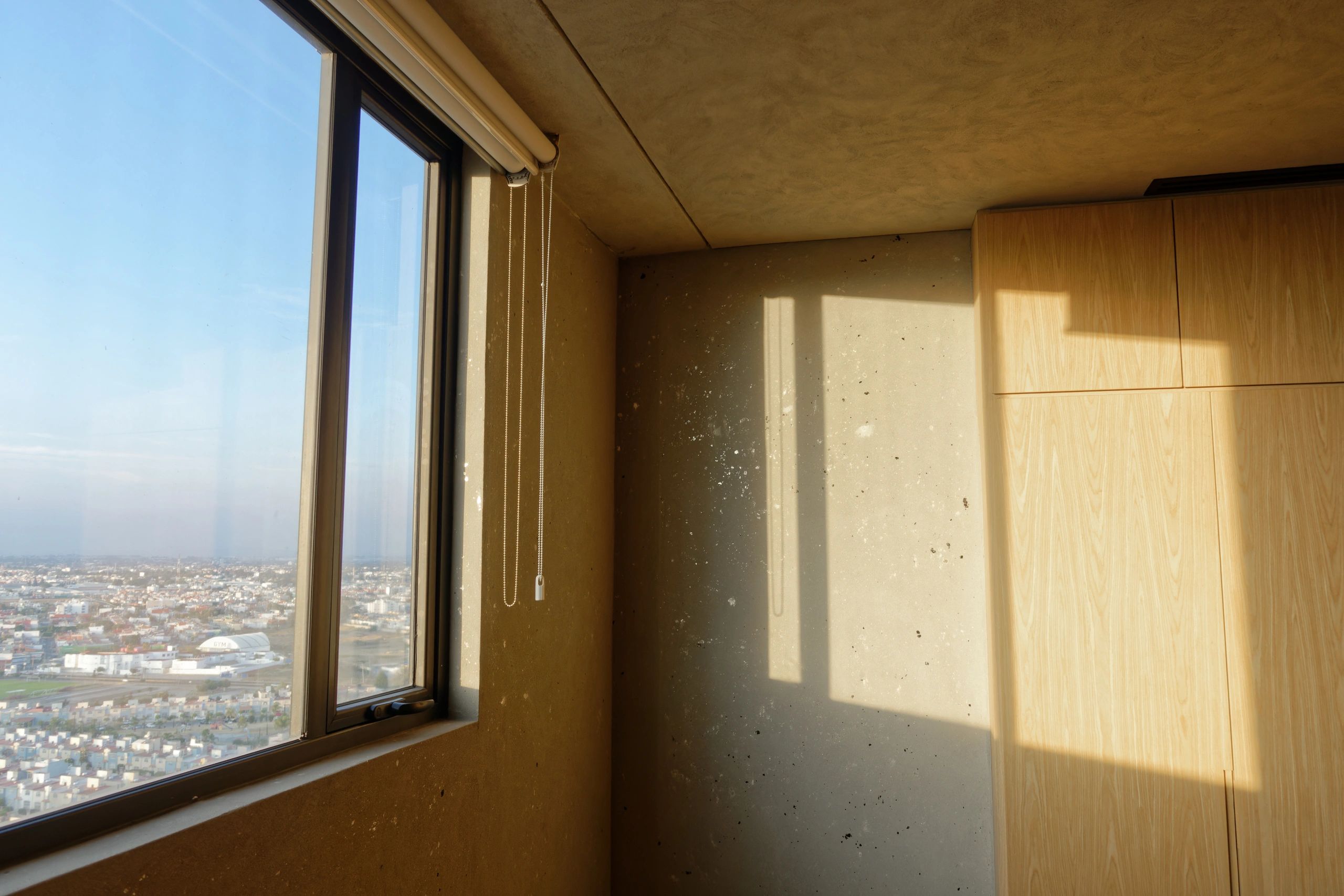 Sunlit interior wall finish detail